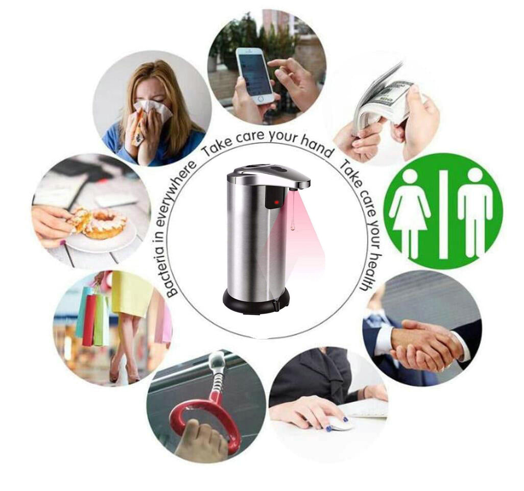 Automatic Soap Liquid Dispenser Stainless Steel Hands Free IR Sensor Touchless